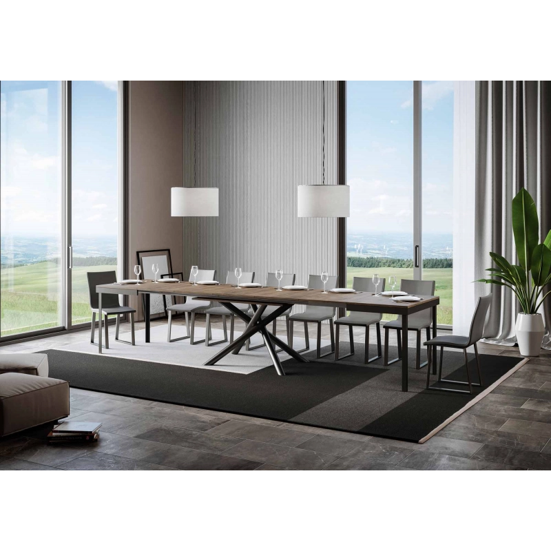 Tavolo allungabile 90x120/380 cm Famas Evolution telaio Antracite - Noce