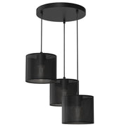Sospensione Luminex Loft Shade nera 3 luci a rete Ø45