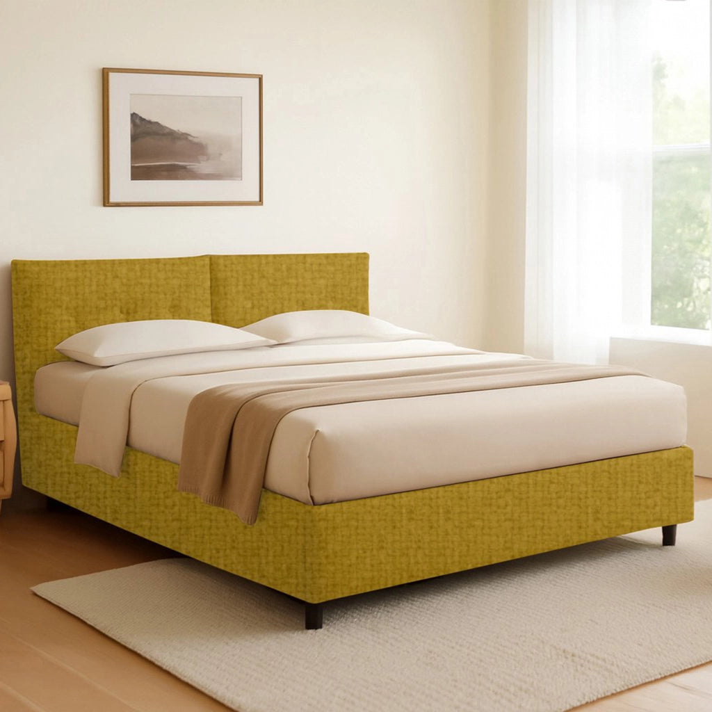 Truro, Letto Singolo Sfoderabile Made in Italy, Giallo Ocra