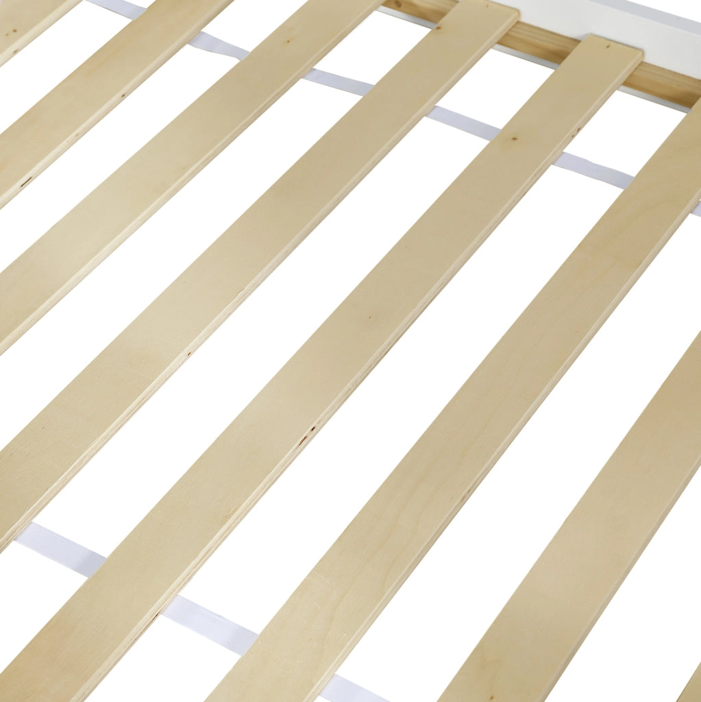 Letto a castello bianco 90x200 cm con 2 armadietti frontali; mensola sospesa e scaletta reversibile