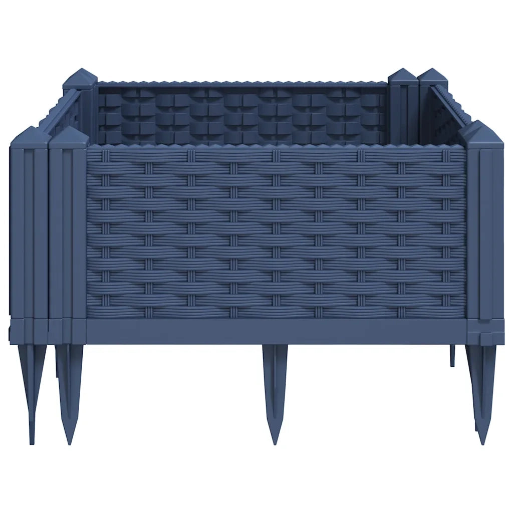 Fioriera | Cassetta per fiori | Vaso Giardino con Picchetti Grigio Blu 42,5x42,5x28,5 cm PP