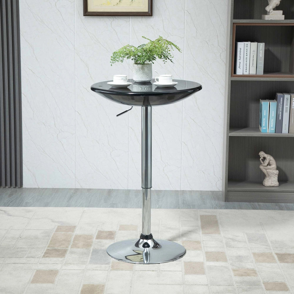 Tavolo da Bar Rotondo con Piano Girevole e Base in Acciaio ¨C Minimal ¨C Nero, ¦µ61x76-97cm