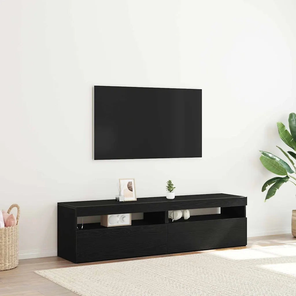 Mobile TV 2 pz | Armadietto TV | Mobile Porta TV Rovere Nero 75 x 35 x 40 cm Legno multistrato