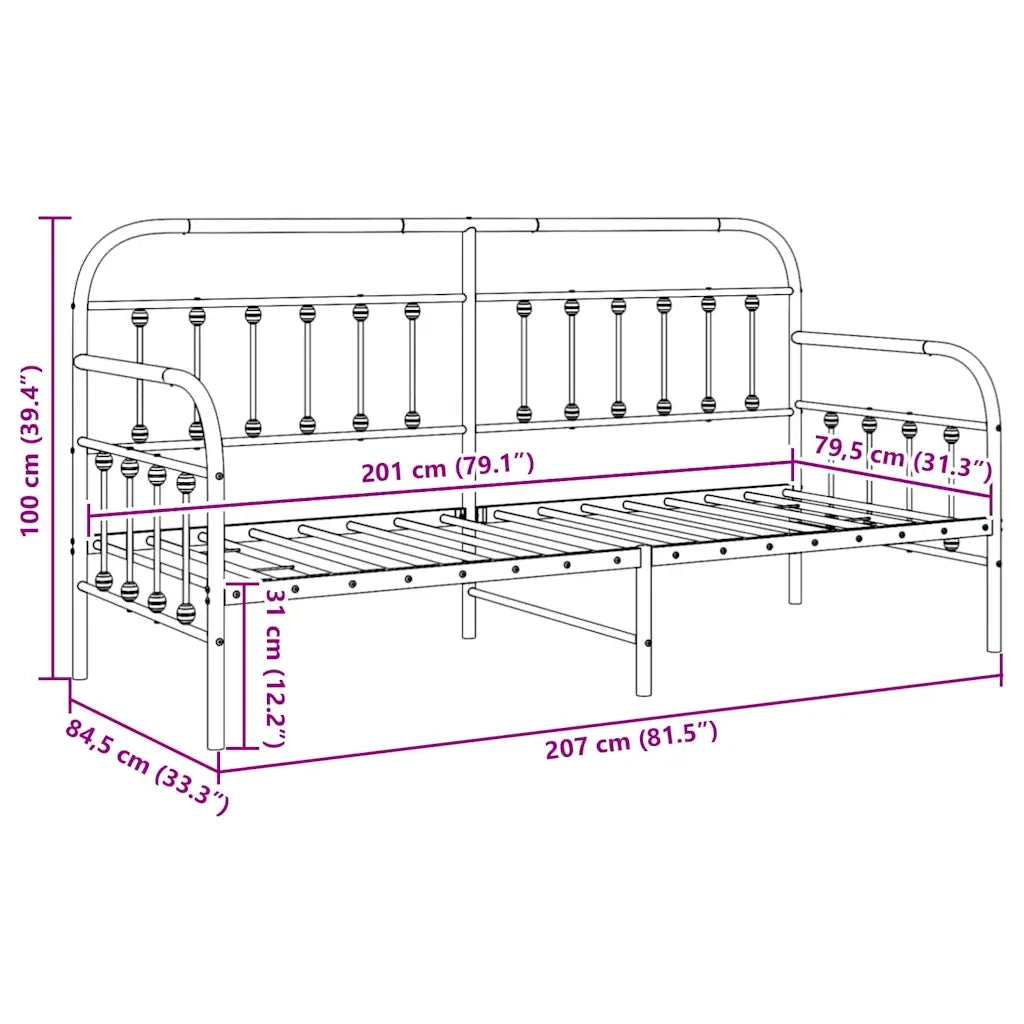 Struttura per letto di giorno-Giroletto Bianco 80 x 200 cm 354271