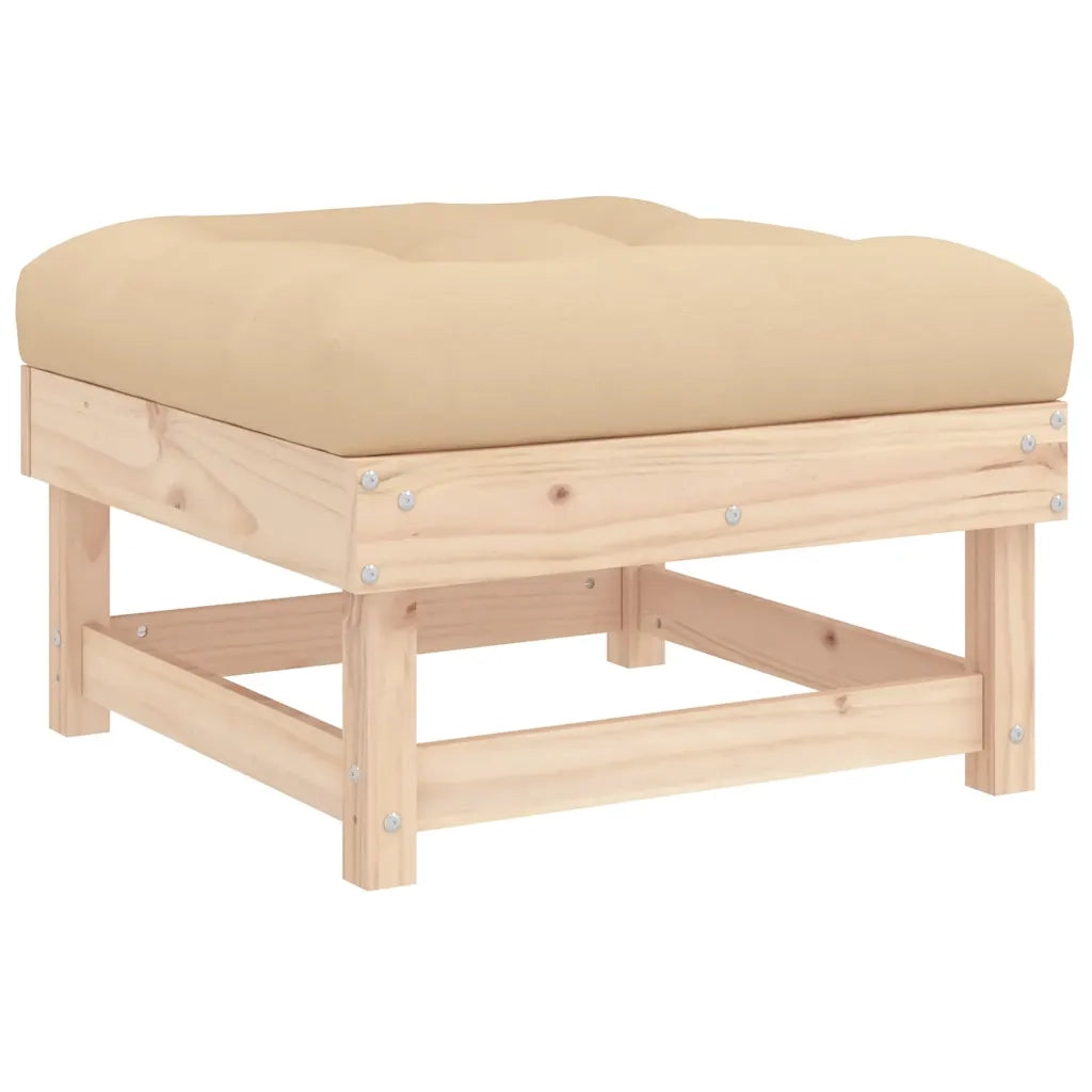 Poggiapiedi da Giardino con Cuscino in Legno Massello di Pino CFW5951663