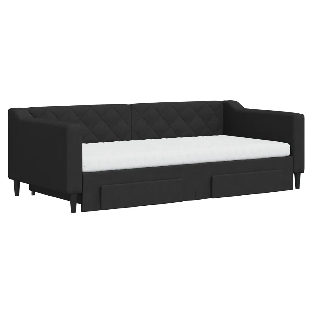 Divano Letto Estraibile con Cassetti Nero 90x190 cm in Tessutocod mxl 82737