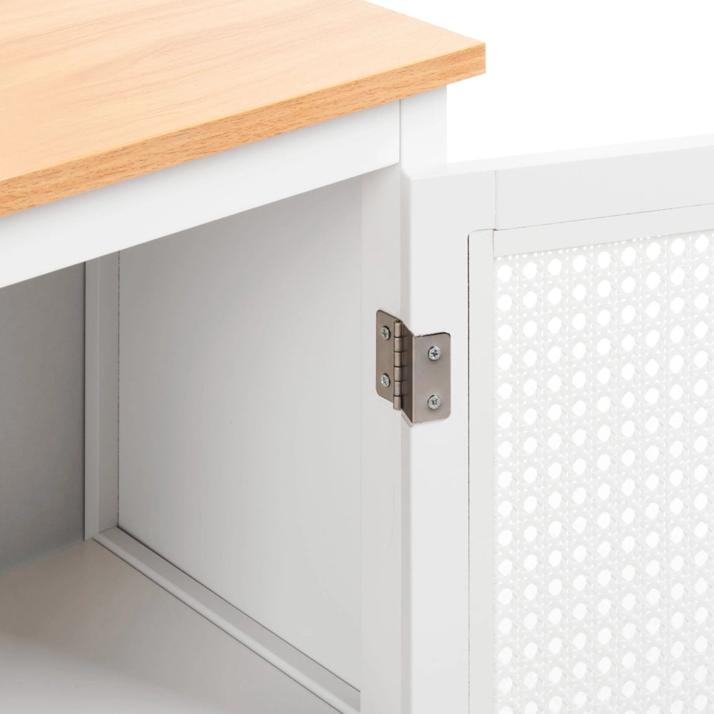 Mobiletto per il bagno con ripiani e ante traforate MDF Bianco 30 x 75 cm stile raffinato