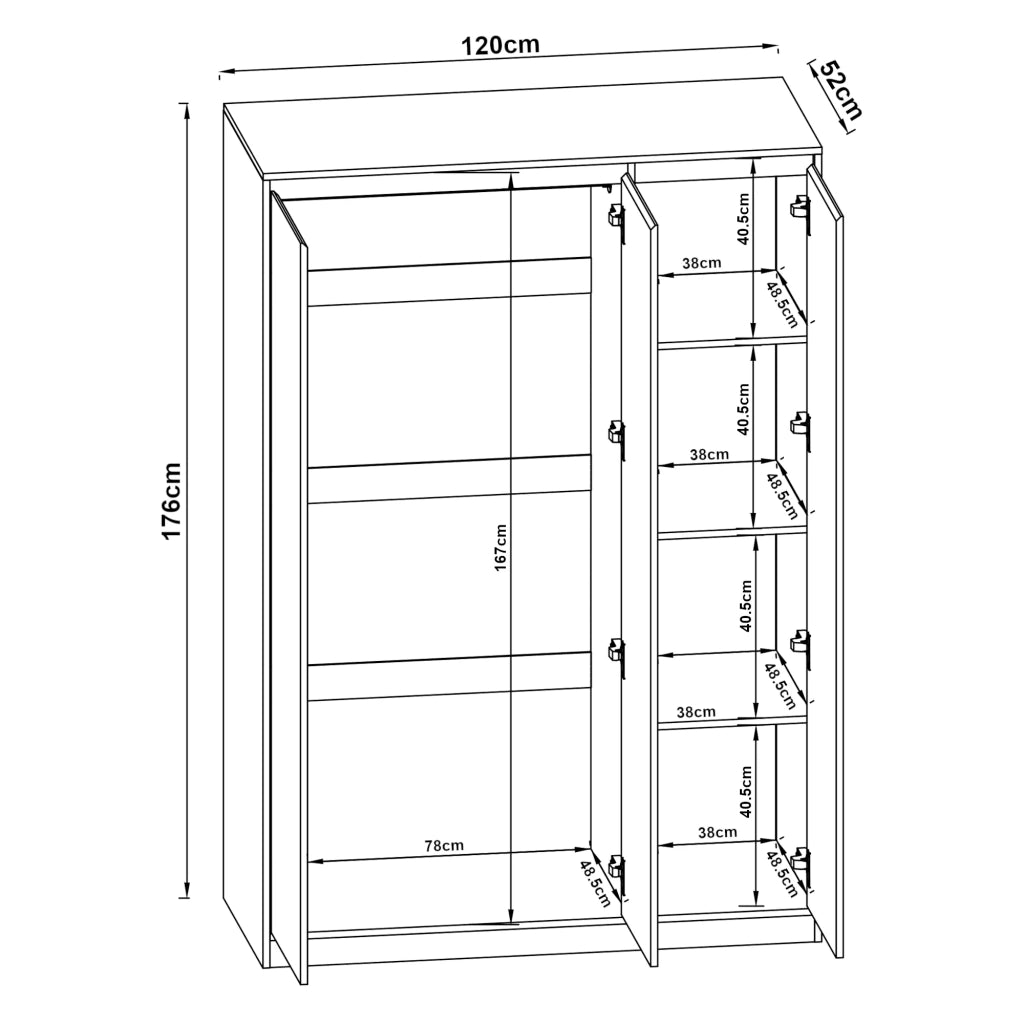 Armadio moderno per camera da letto mobile contenitore senza tempo con 4 ripiani MDF 176 x 120 x 52 cm effetto rovere bianco 03_0006363
