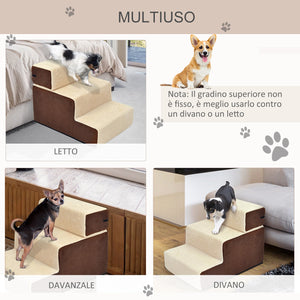Scala 3 Gradini per Animali Domestici 54x54,5x23 cm  Friendly Beige e Marrone