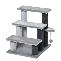 Scaletta per Gatti a 3 Gradini 45x40x48 cm in Flanella Grigio