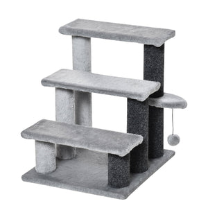 Scaletta per Gatti a 3 Gradini 45x40x48 cm in Flanella Grigio