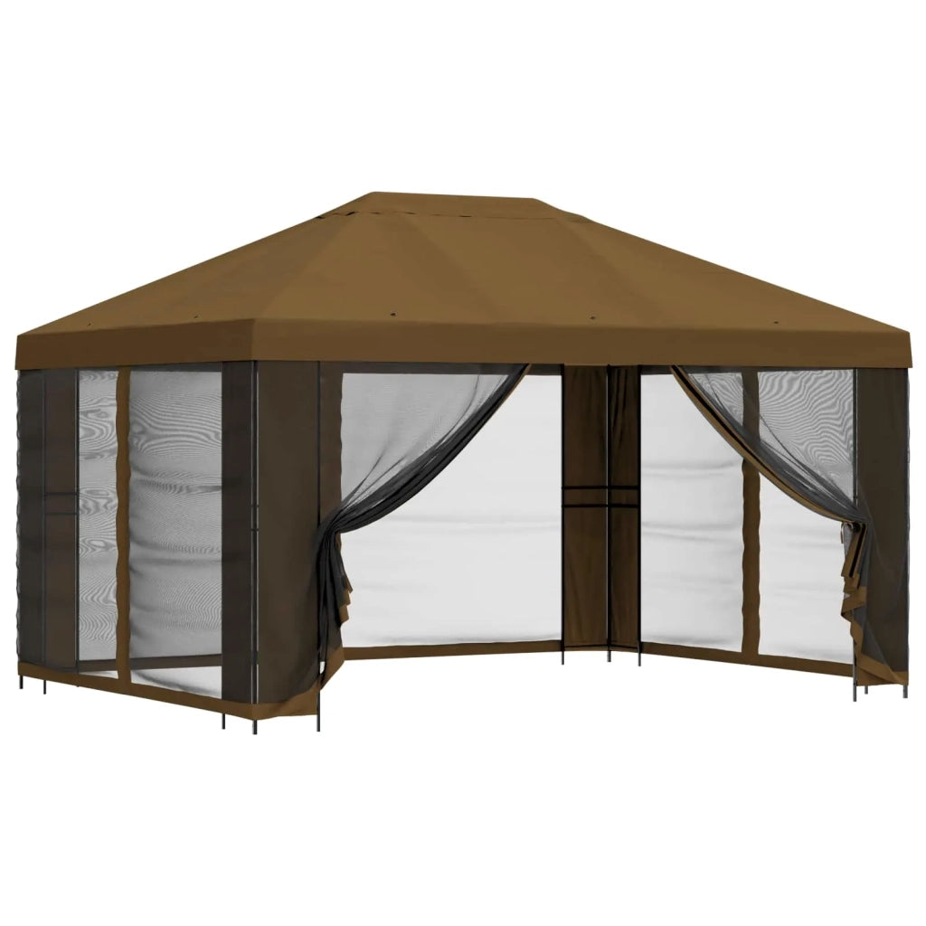 Gazebo da giardino con pareti laterali 4 × 3 m Tortora