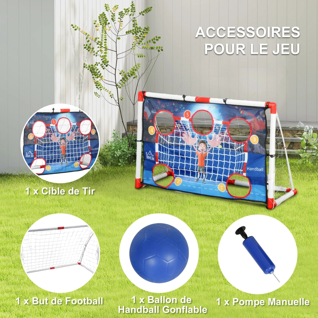 Porta da Handball per Bambini con 5 Zone Bersaglio e Pallone ¨C zephmum ¨C 116x48x76 cm Bianco