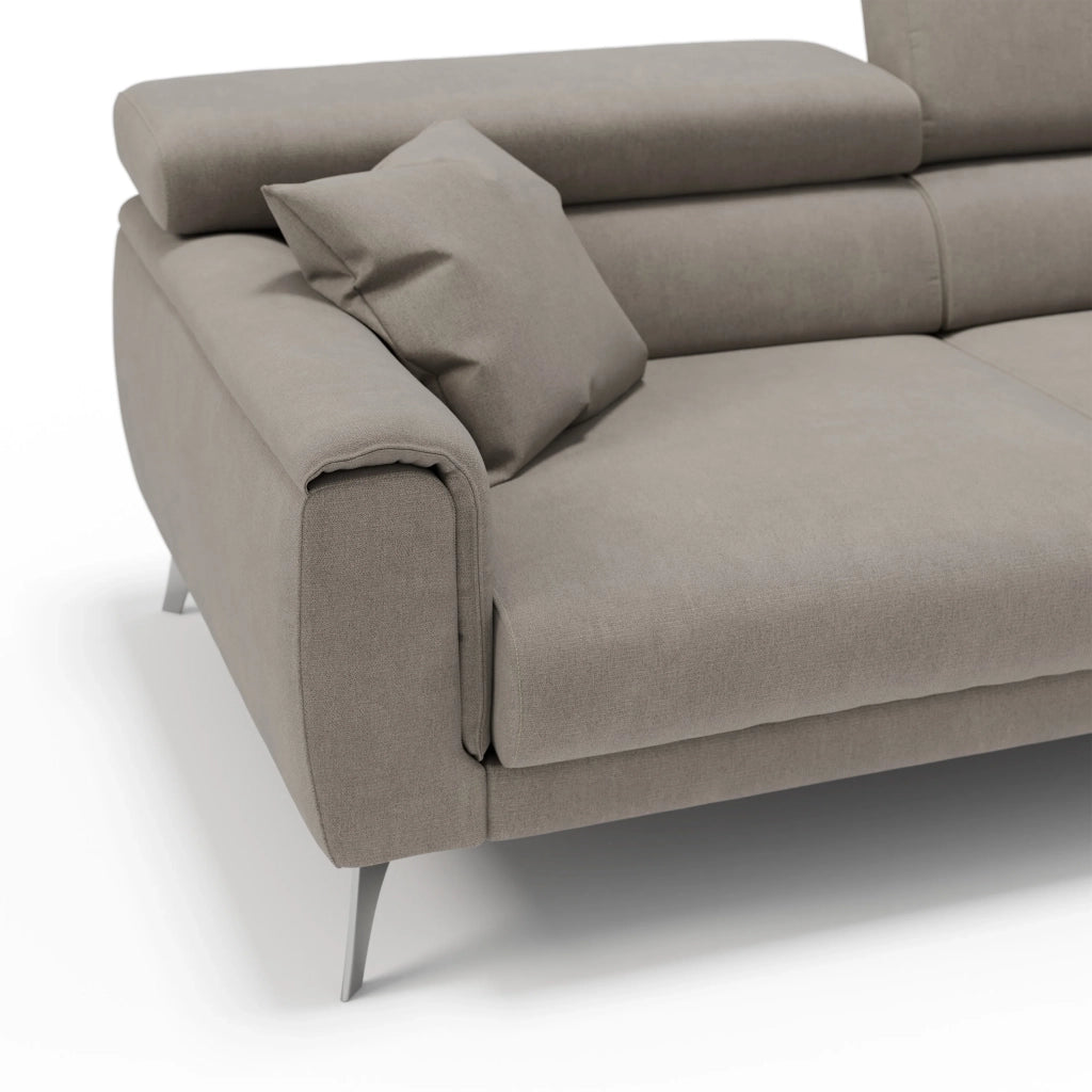 Caravaggio Divano con sedute allungabili e poggiatesta reclinabili in tessuto impermeabile T02 169 cm beige