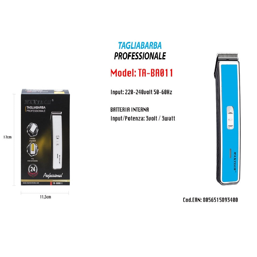Trade Shop - Taglia Barba Professionale Elettrico Rasoio Barba Uomo A Batteria Ta-ba011 -