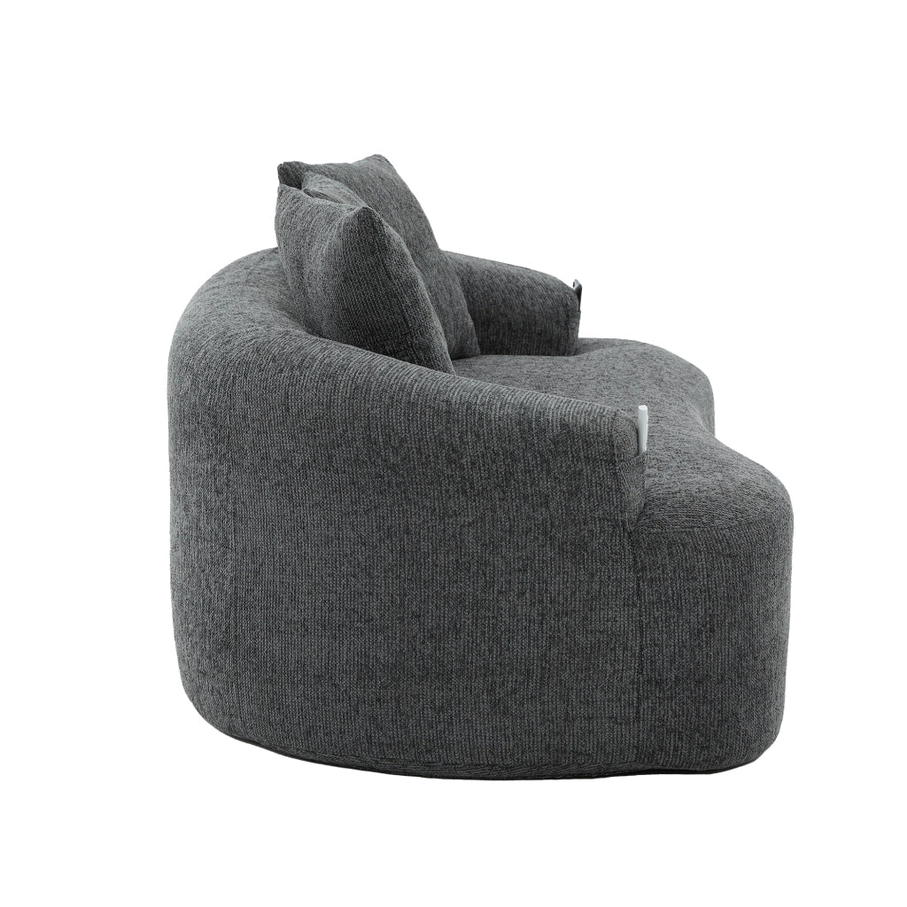 Divano a 2 posti in ciniglia con seduta profonda, molle insacchettate e cuscini imbottiti grigio 164 × 92 × 60 cm