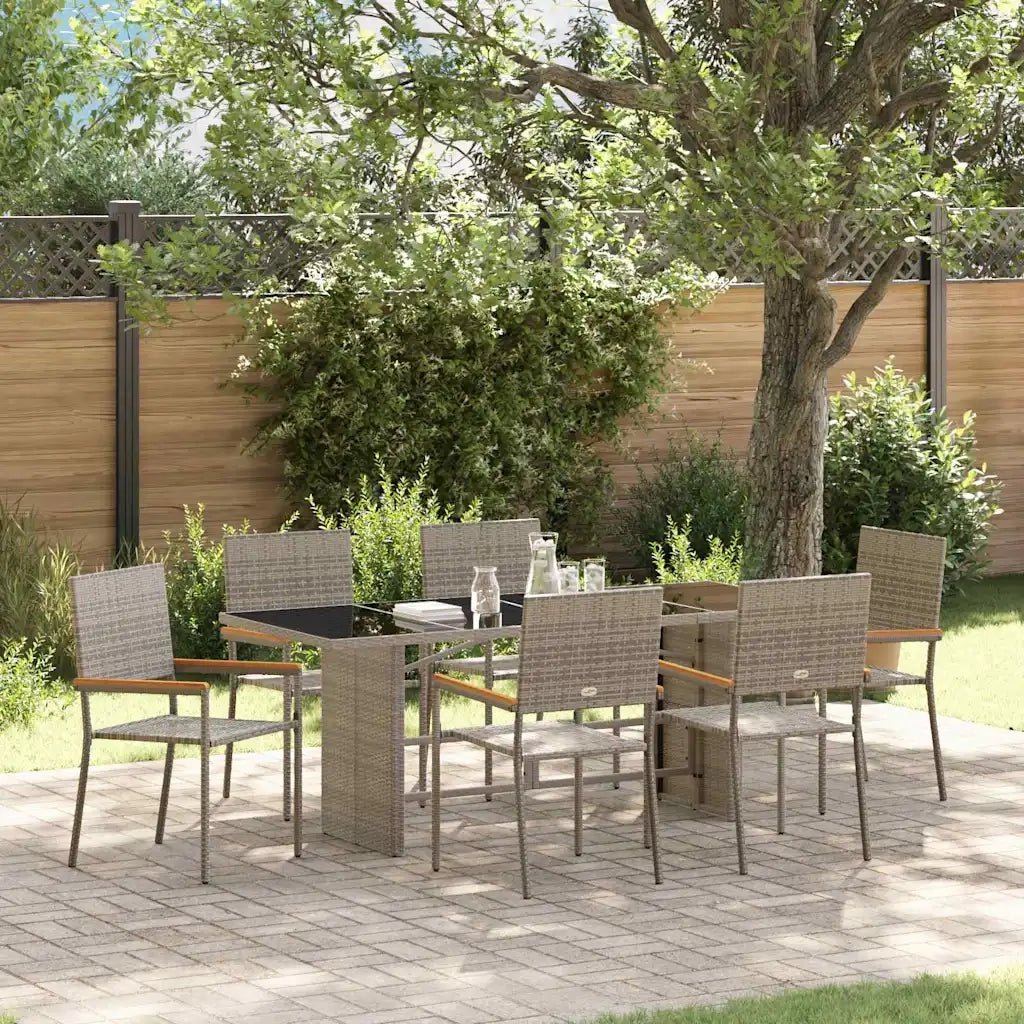 Set da Pranzo per Giardino 7 pcs Grigio polyrattan 3365425