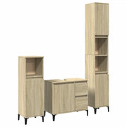 Set Mobili da Bagno | Armadio da bagno 3 pz Rovere Sonoma in Legno Multistrato