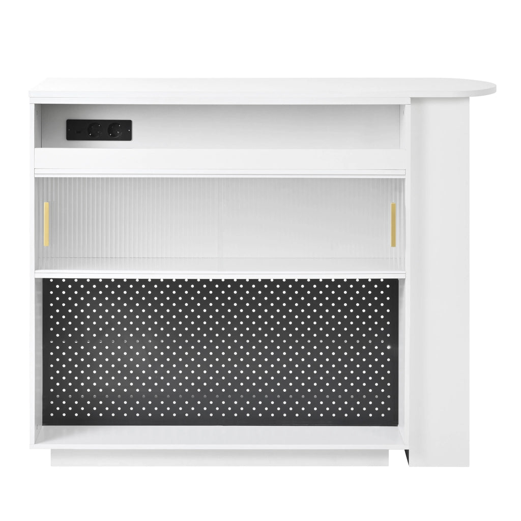 Bartisch estraibile 360¡ã rotante - Zephmum - Con LED e prese - Bianco