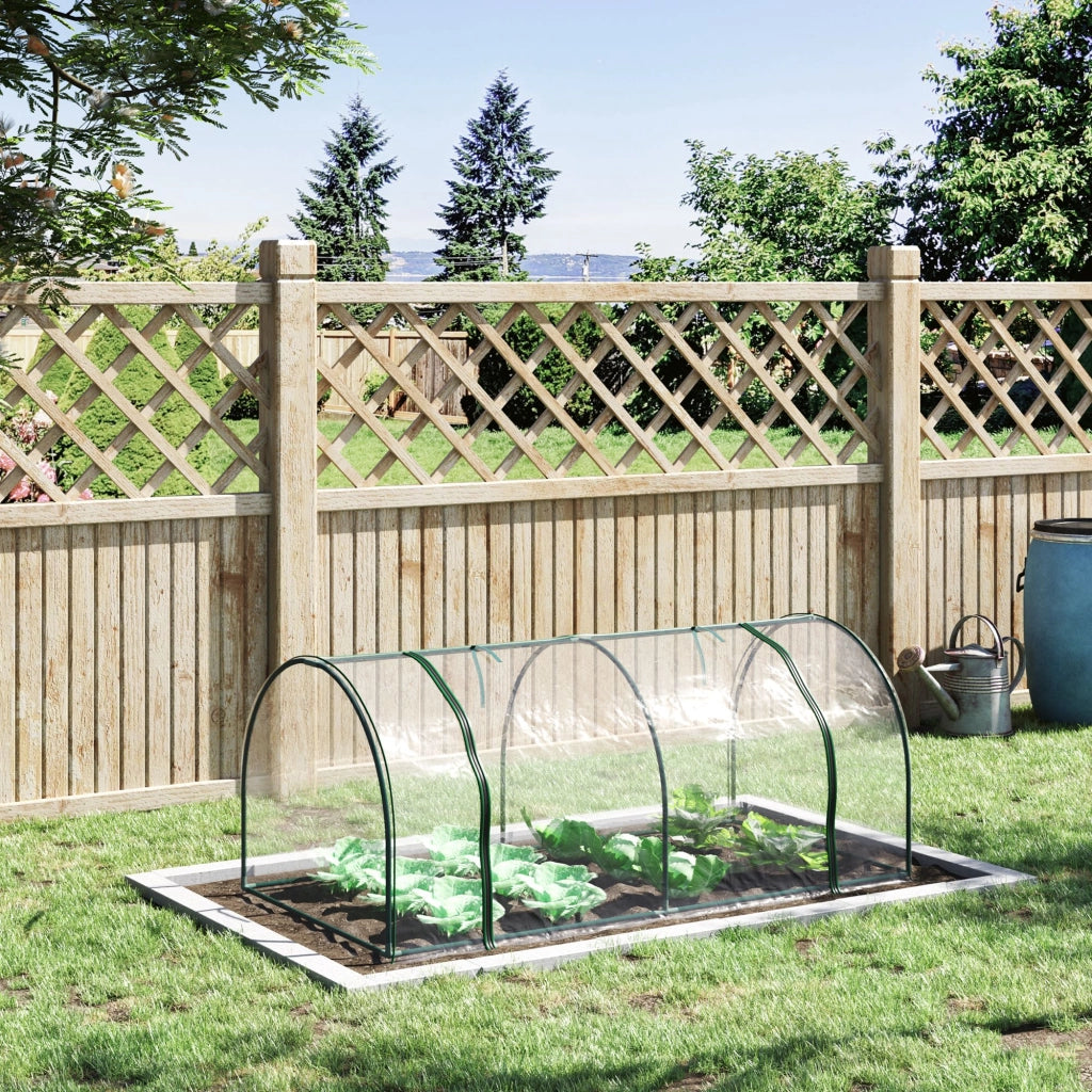 Serra da giardino a Tunnel in Acciaio e con Copertura in PVC, 200x100x80 cm, Trasparente e Verde