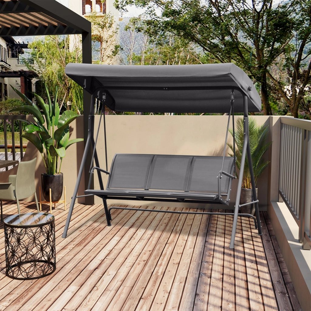 Altalena da Giardino 3 Posti con Tettoia ¨C Zephmum ¨C Grigio Acciaio 175x118x159 cm