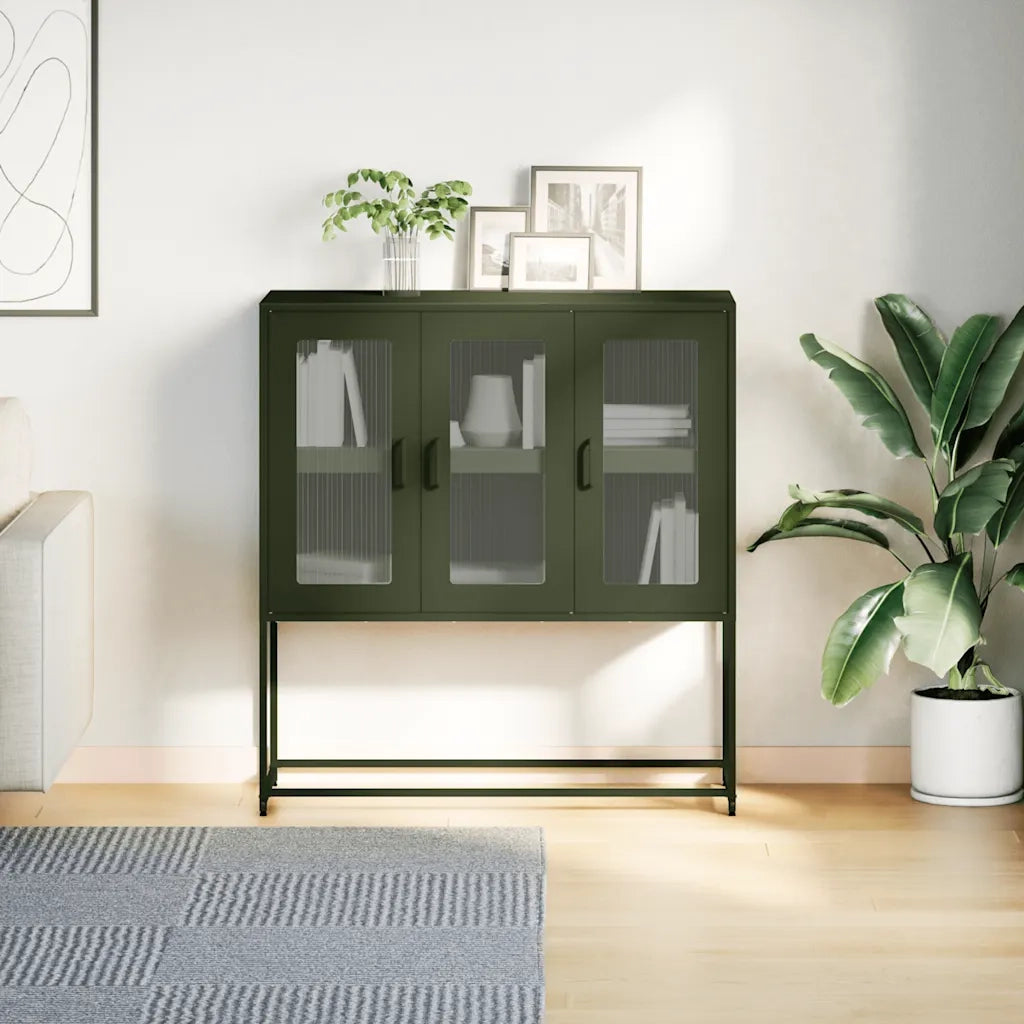 Credenza Verde Oliva 100,5x39x107 cm Acciaio Laminato a Freddo 853408