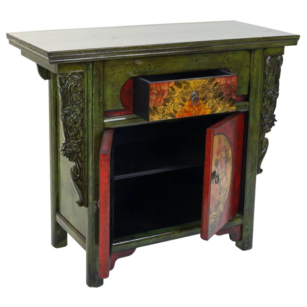 Mobile da ingresso in legno verde 91x40x80h