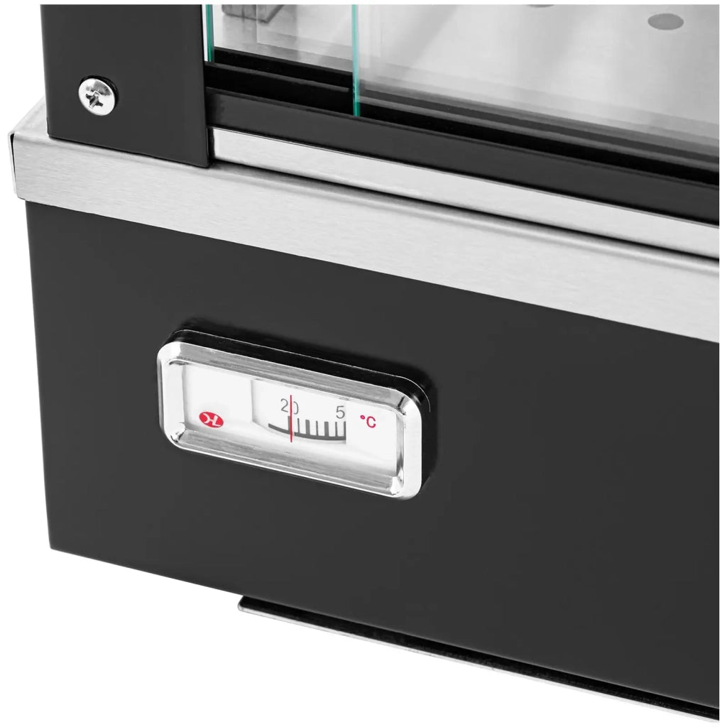 Vetrina riscaldata 150 litri 1600 watt 3 ripiani gomma vetro temperato acciaio nero 14_0010224