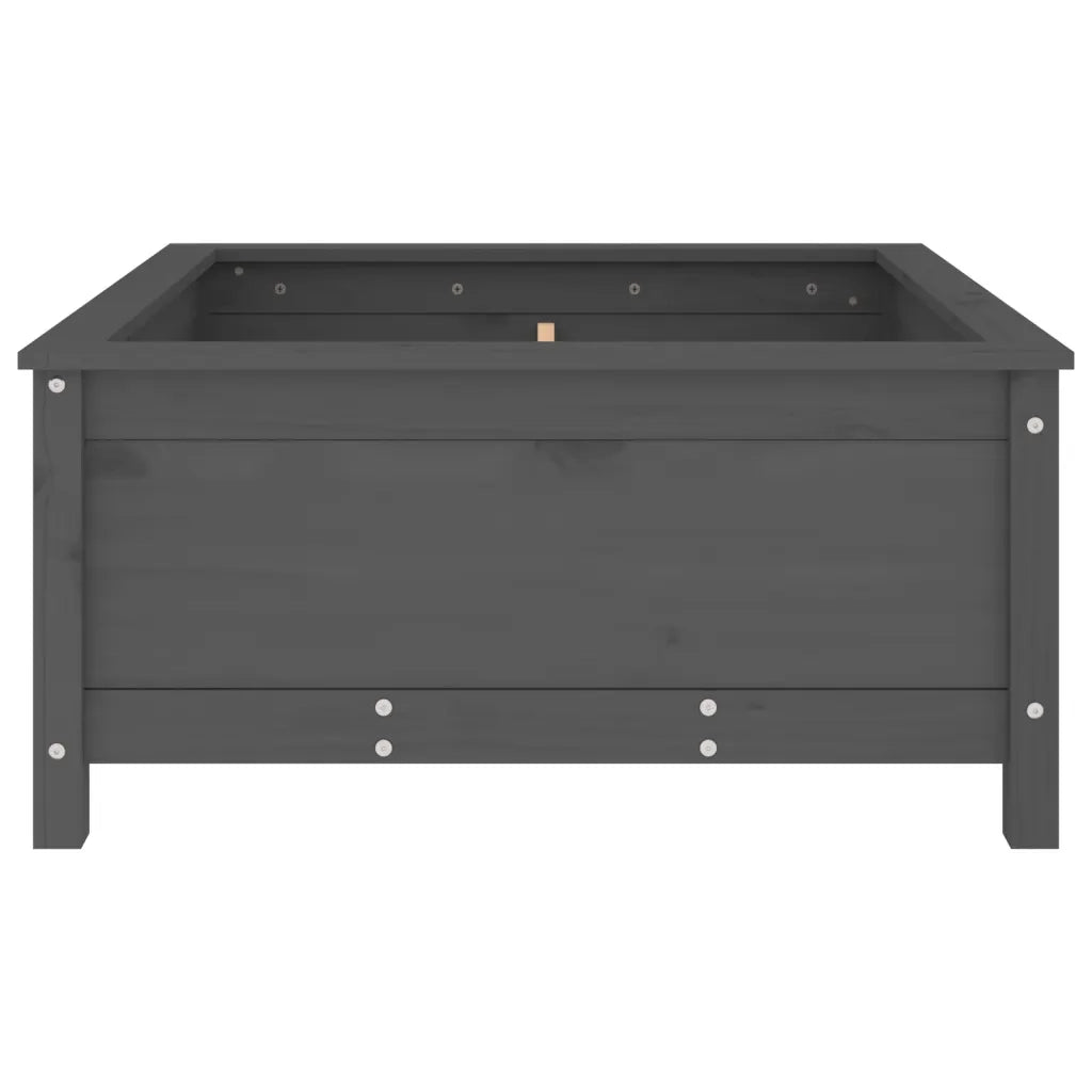 Fioriera da Giardino-Vaso da Esterno-Contenitore per Piante Grigia 82,5x82,5x39cm Legno Massello Pino