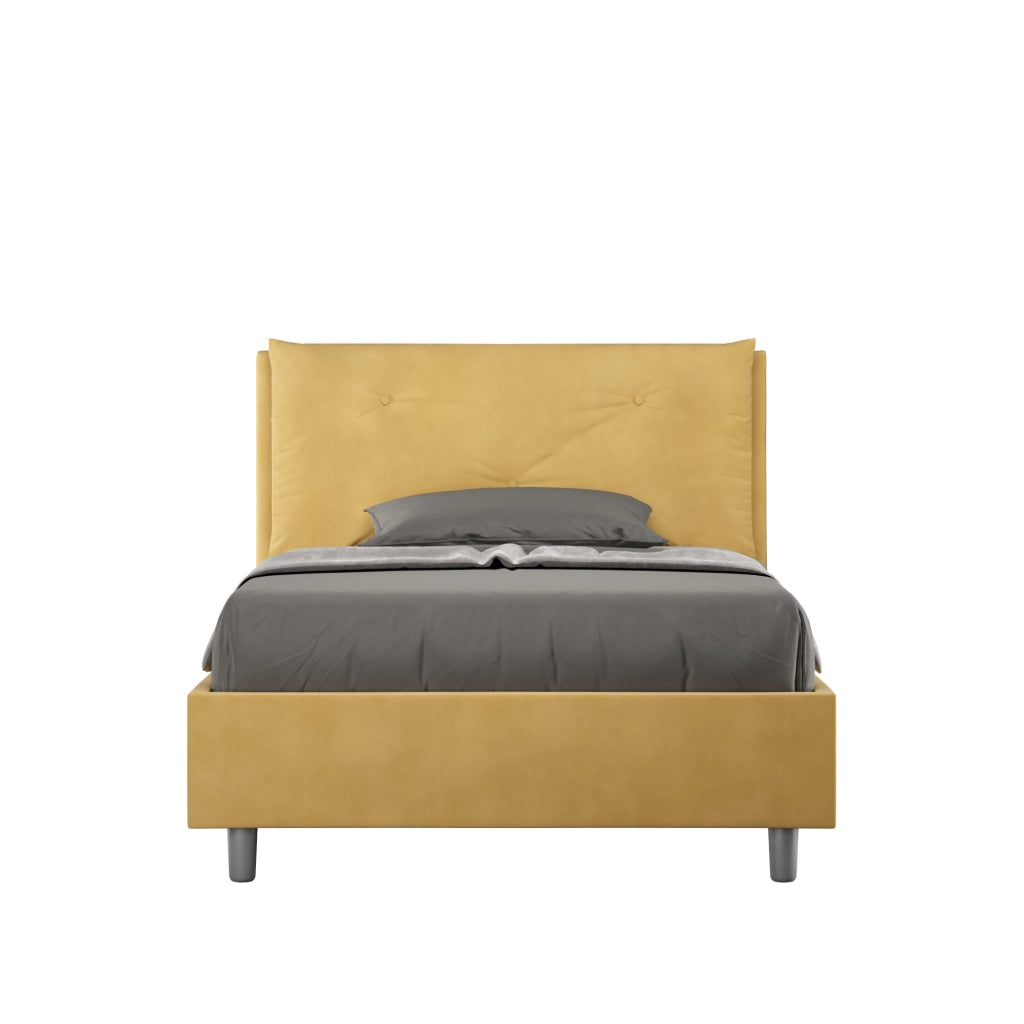 BS COM Letto una piazza e mezza contenitore imbottito 110x210 microfibra ocra