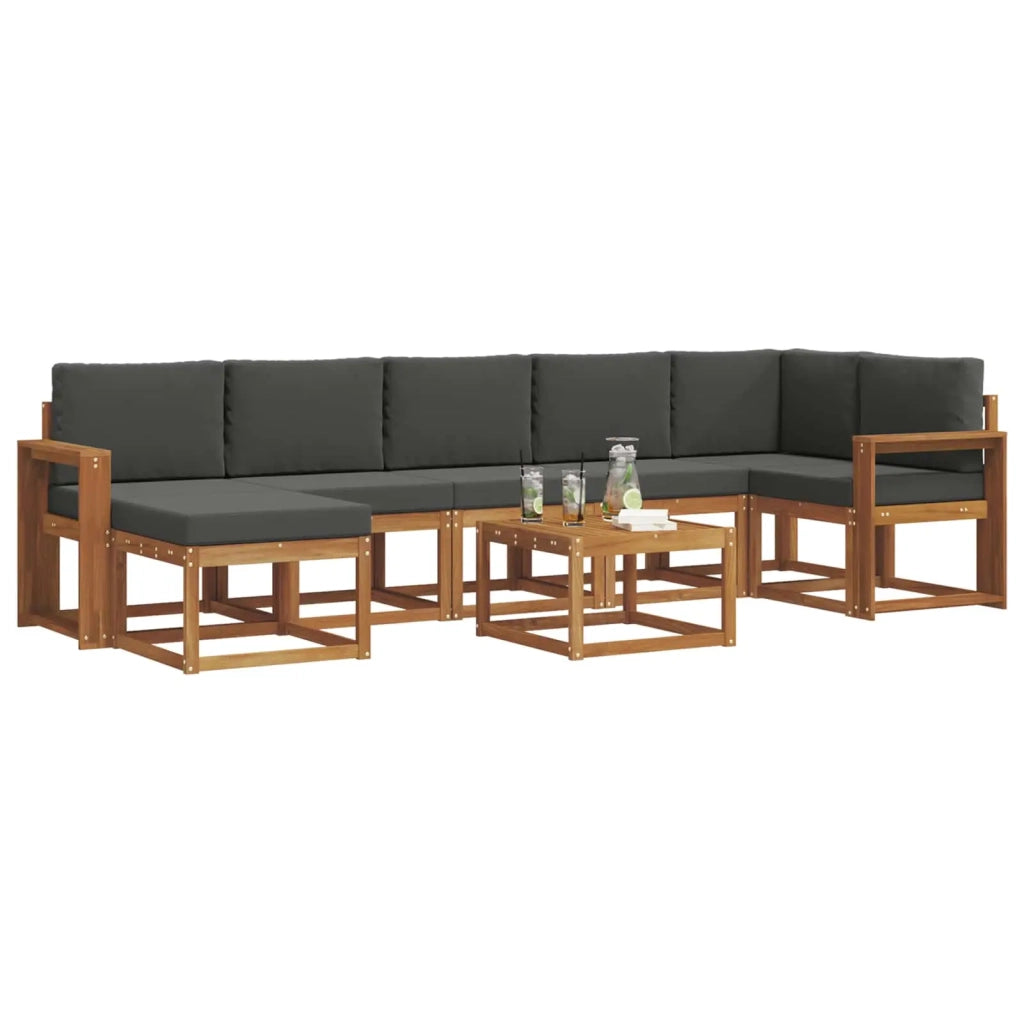 Set di divani da esterno con cuscino 8 pcs Naturale e Antracite 3366750