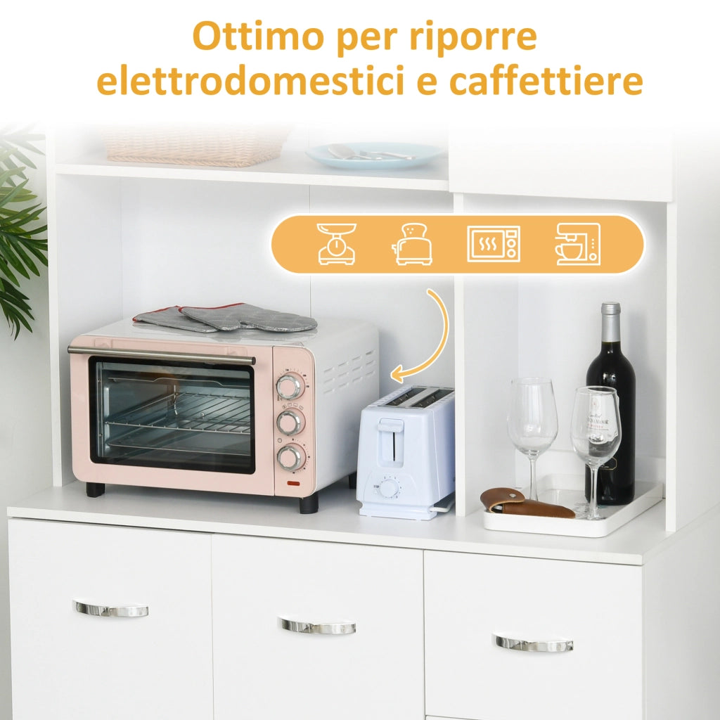 Credenza Bianco con Cassetti e Ante ¨C zephmum ¨C Bianco 100x39.5x183.5cm
