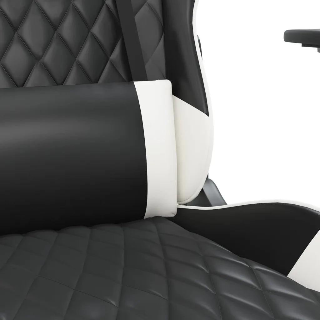 vidaXL Sedia da Gaming Massaggiante Nera e Bianca in Similpelle