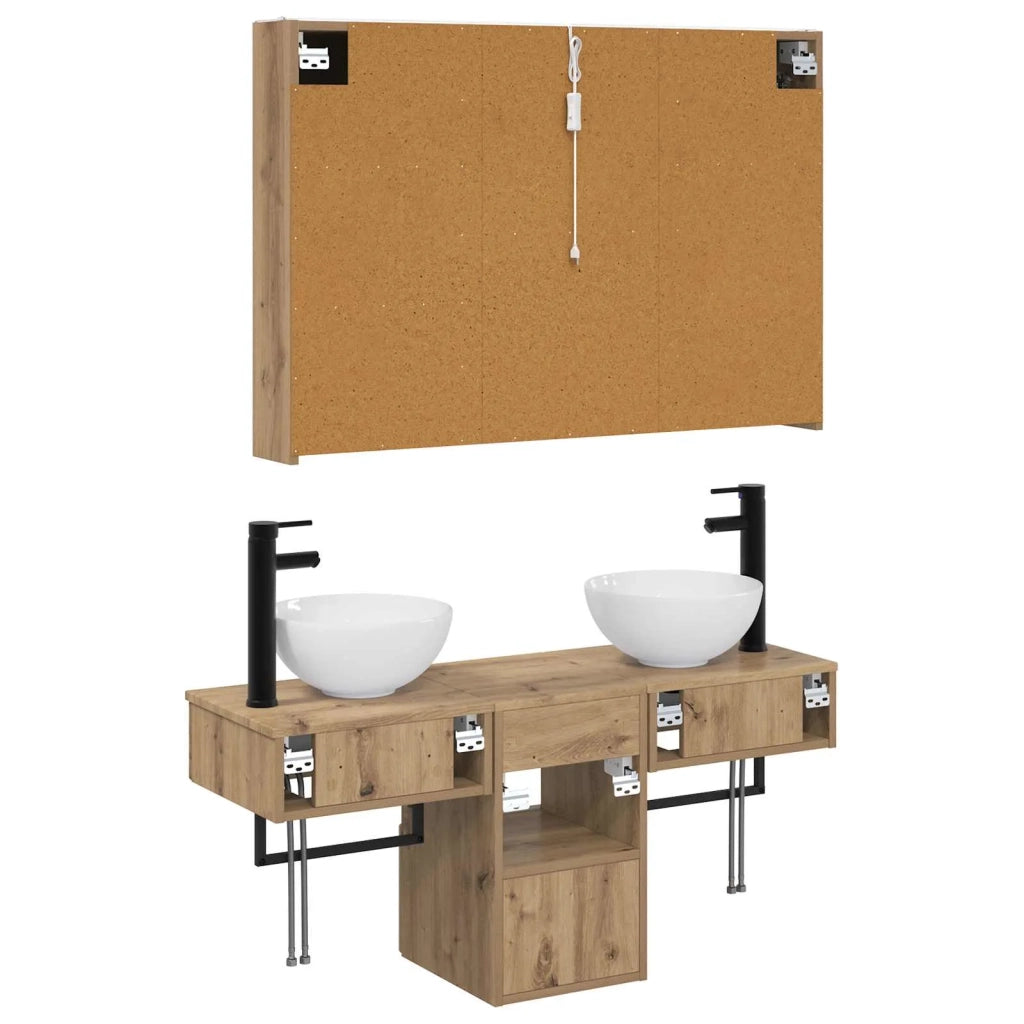 Set di Armadi da Bagno 4 pcs Rovere Artigianale 3406270