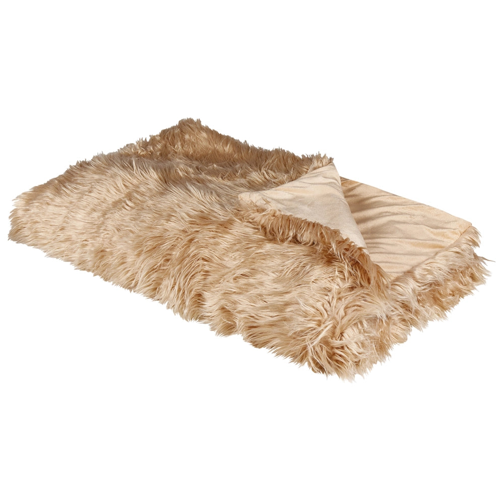 Coperta in morbida pelliccia sintetica marrone chiaro 150 x 200 cm camera da letto salotto soggiorno