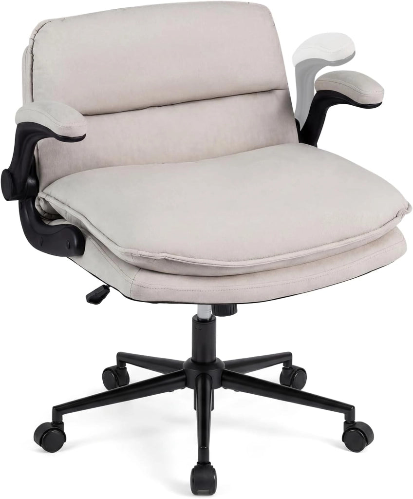 Sedia da Ufficio, Poltrona Relax Altezza Regolabile (con Ruote) | Funzione Dondolo, Braccioli Ribaltabili e Base Robusta, per Ufficio Studio Soggiorno, Portata 150 kg