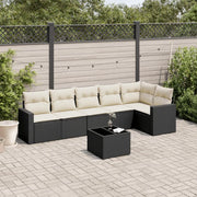 Set Divani da Giardino con Cuscini 7pz Nero Polyrattancod mxl 110994