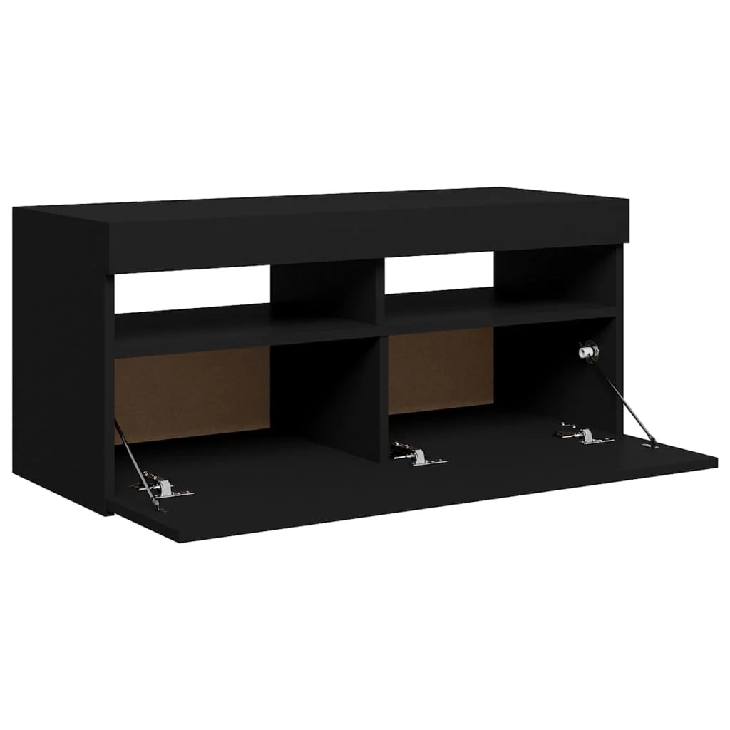 Mobile TV multimediale scaffale TV credenza mobile TV per sala da pranzo soggiorno camera da letto con luci LED 90 x 35 x 40 cm nero 02_0026626