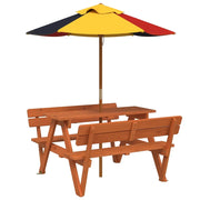 Tavolino da Giardino | Tavolo da Picnic per 4 Bambini con Ombrellone Legno di Abete