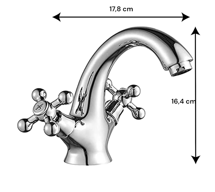 Rubinetto lavabo stile vintage, con maniglie a stella cromato