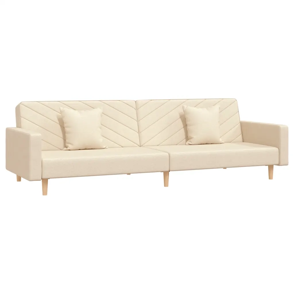 Divano letto | Sof¨¤ letto | Letto singolo a 2 Posti con 2 Cuscini Crema in Tessuto