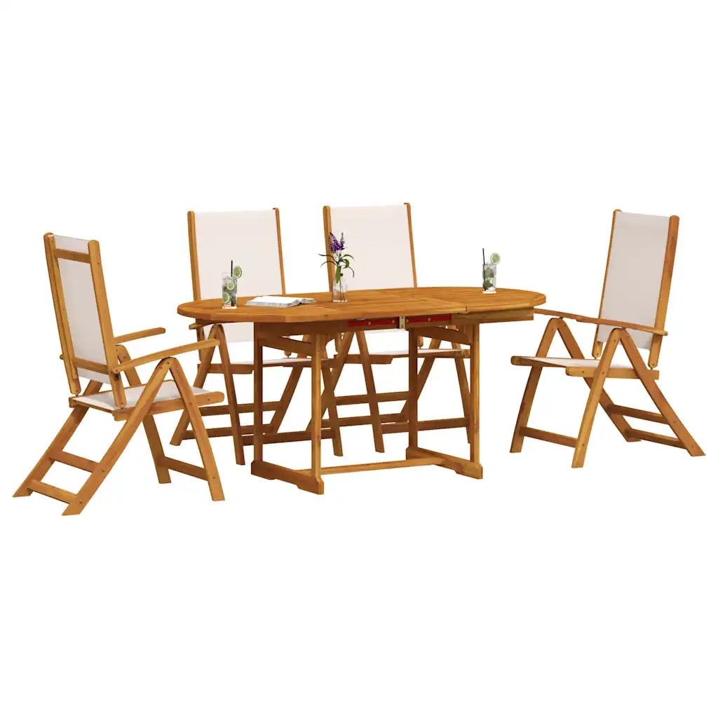 vidaXL Set Pranzo da Giardino 5pz Legno Massello di Acacia e Textilene