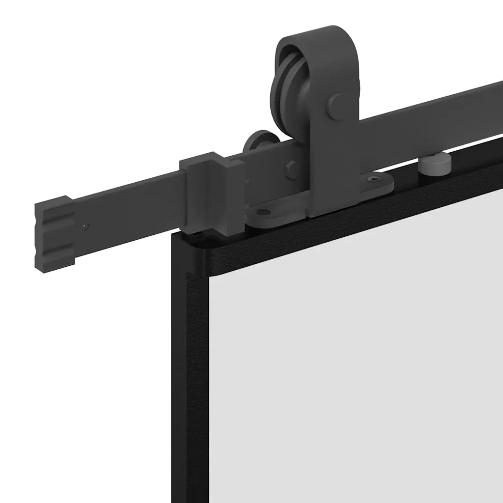 Porta Scorrevole con Ferramenta Nera 90x205 cm in Vetro ESG