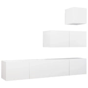 Set di mobili da 4 pezzi tra cui armadio credenza mobile TV televisore per soggiorno camera da letto salotto legno ingegnerizzato bianco 02_0024670