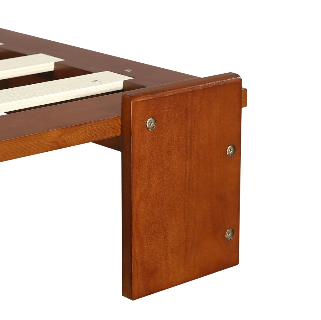 Letto singolo imbottito con testiera in tessuto e rete stabile 90x200 cm, marrone scuro