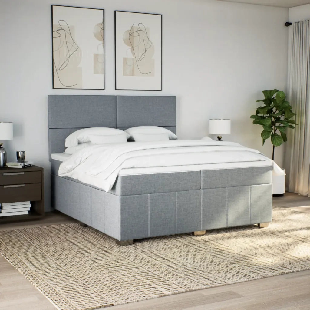 Giroletto a Molle con Materasso Grigio Chiaro 200x200cm Tessuto 3294068