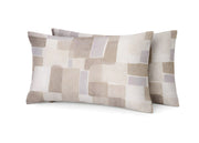 Coppia Federe Cuscino Letto Con Bottoni Laterali 100% Cotone Disegno Brick GI - Federe - Beige