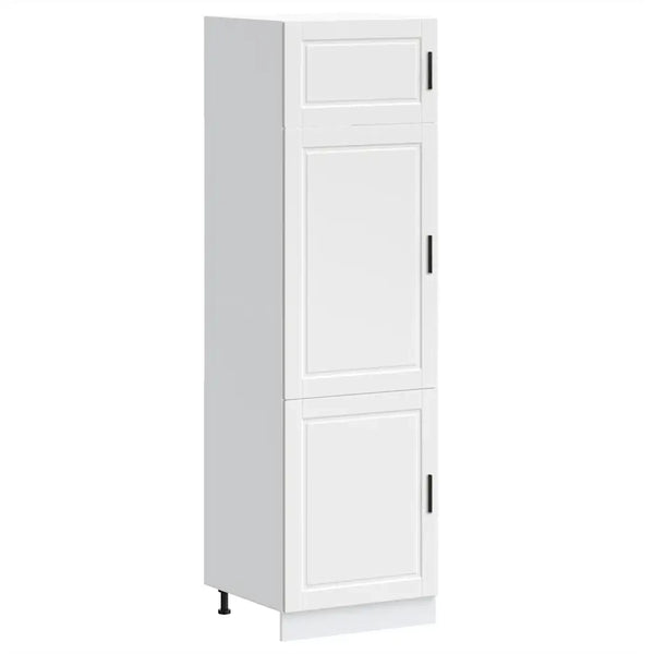 Mobile da cucina di grandi dimensioni con ampio spazio contenitivo 60 x 57 x 207 cm pratico con piedini regolabili in legno composito bianco 02_0050412