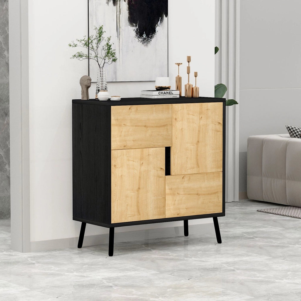 Armadio multiuso in legno "Darien" - 76,5 x 35 x 79,5 cm - Legno nero