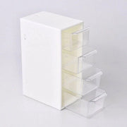 Organizzatore di Stoccaggio per Bagno 4 Livelli con Cassetto da Scrivania e Casella per Gioielli Estetici - Organizzatore per Bagno e Ufficio per la Stoccaggio di Bagno